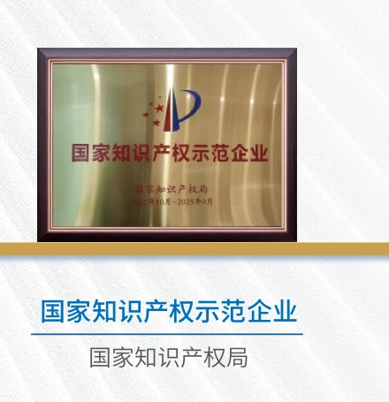 National Intellectual Property Demonstration Enterprise honor certificate